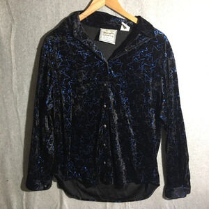 Womens Wrangler Button Up Shirt Crushed Velvet Stars Eras Tour Midnights Casual